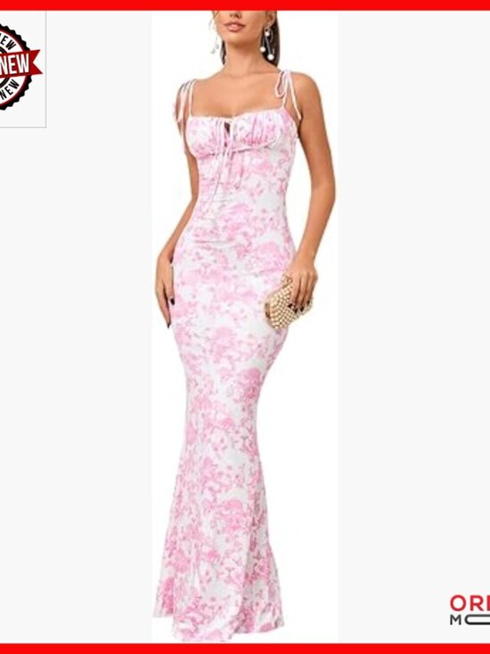 Dresses & Skirts - Floral Maxi Dress Spaghetti Strap Bodycon Wedding Guest Summer